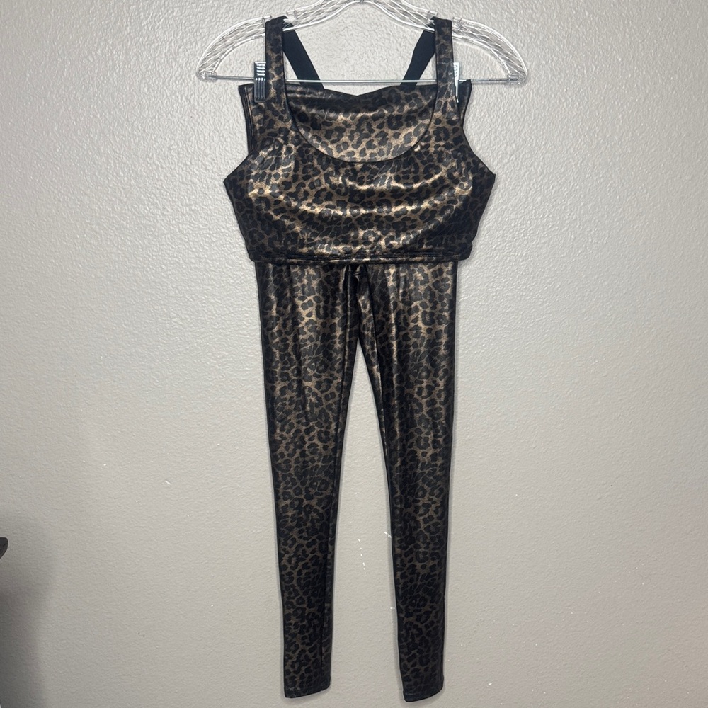 2pc SPANX Leopard Print Bra and Leggings Set